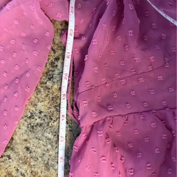 Lulus Longing And Love Pink Swiss Dot Dress Medium - Picture 8 of 9